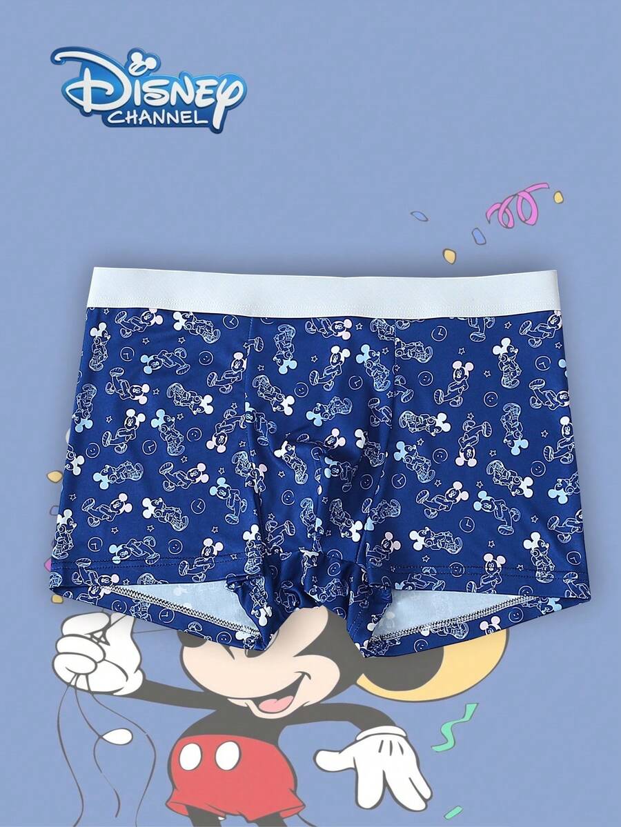 1pc Disney Cartoon Print Underwear-Soft-Comfortable, Letter Elastic Waistband, Casual Men's Underwear - Multicolor - View 1