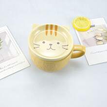 2个超可爱创意萌猫陶瓷马克杯带盖，高颜值卡通学生牛奶燕麦杯水杯，冷热饮皆宜，生日礼物圣诞礼物