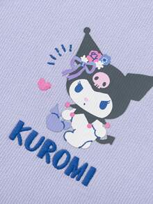 Balabala Sanrio Tween Girl Half-Zip Sweatshirt, Hello Kitty & Friends Print, Easy Wear Design, Lightweight Comfort, Spring School Style - Pink Purple - View 4