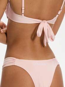 Women's Two Piece Bikini Swimsuit Triangle Top Bathing Suits Back Tie String Cheeky Bikini Sets - Pink - View 5