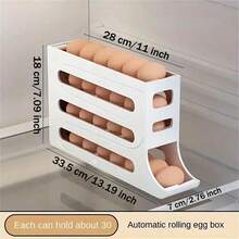 Refrigerator Egg Storage Box, Automatic Egg Rolling Rack, Large Capacity Refrigerator Dedicated Egg Rack Storage Box, Rolling Egg Storage Box, Refrigerator Side Door Egg Paper Box, Egg Holder Dedicated Fresh-Keeping Box - White - View 1