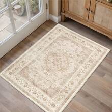 Elegant Floral Pattern Beige And Cream Vintage Design Area Rug Washable Rug Vintage Traditional Floor Cover Foldable Thin Retro Accent Indoor Non Slip Carpet Print Mat Bedroom Living Room Bathroom Home Decor Large Carpets Dining Room Rug Kitchen Rugs For Entryway - A - 查看 4