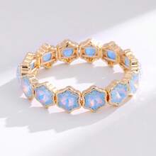 1pc Fashion Mocha Color Ice Flower Bracelet, Candy Color Glass Crystal Alloy Elastic Bangle, Holiday & Thanksgiving Gift - Ice Flower Bracelet - View 14