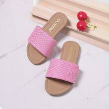 1 Pair Shiny Girls' Fashion Beach Flat Sandals, Unique Style, Loved By Young Girls, Suitable For Various Occasions - Hot Pink - View 12