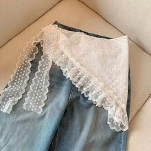 1件白色蕾丝头巾/腰带/法式复古高端三角巾/头巾/发带，女士春夏款 - 彩色 - 查看 4