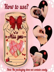 48个/32个/16个情人节糖果卡片纸袋，内含“情人节快乐”、“做我的情人”、“想你”、“你真甜”等字样，适用于情人节装饰、派对装饰、表白装饰、婚礼装饰、情人节礼物等。