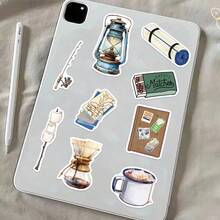 50张露营拼贴贴纸，创意涂鸦贴纸，办公用品，手机电脑贴纸，高性价比防水耐用酷炫贴纸，趣味经典礼品装饰，超值套装，可爱卡通贴纸，酷炫动漫装饰贴纸，防水耐用，可重复使用手机壳贴纸 - 彩色 - 查看 8