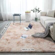1pc Rectangular Soft Fluffy Rug, Plush Carpet For Bedroom, Living Room, Home Decor Thicken Long Pile Anti-Slip Anti-Fall Large Carpet & Small Rug - Light Beige Tie-dye - View 28