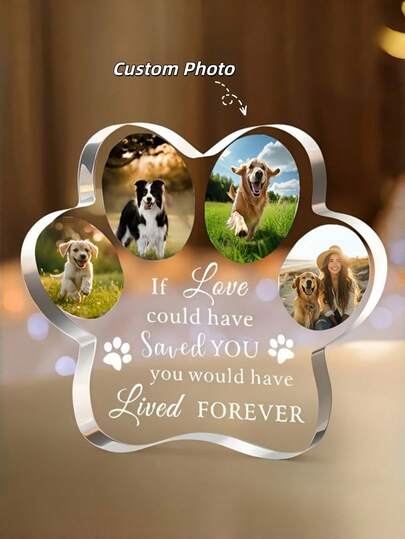 Personalized Custom Acrylic Gifts For Pets, Memorial Decorations, Gifts To Commemorate Beloved Dogs And Cats, Cute Acrylic Paw Print Shaped Ornaments, Puppy Memorial Items, Condolence Gifts, Memorial Gifts For Pets That Have Passed Away