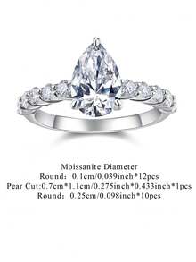 Nhẫn Moissanite bạc 925 cao cấp dành cho nữ, không gây dị ứng, thích hợp làm nhẫn đính hôn/cưới, quà tặng ngày Valentine/sinh nhật, hộp quà chống oxy hóa. - Kiểu thứ hai - Xem 3