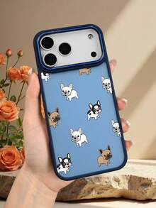 Cute French Bulldog Pattern Semi - Transparent Matte TPU + Acrylic Phone Case For IPhone 17/16/15/14/13/12/11, Anti - Slip & Anti - Fingerprint, For Pet Lovers, Daily Use - Màu xanh hải quân - Xem 2
