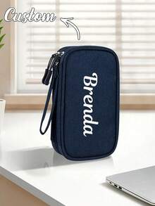 Customizable Digital Storage Bag,Personalized Electronics L Organizer, Mobile Phone Charger Data Cable Organizer Bag,Portable Travel Storage Bag, Multi-Functional Storage Bag, Customizable With Your Name, Large Capacity, Suitable For Daily Use, Commuting, Going To School, Going Out, And Traveling