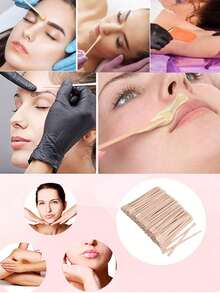 101件套脱毛套装 - 木质脱毛蜡棒和脱毛蜡纸，适用于身体和面部脱毛，一次性美容脱毛纸，脱毛蜡纸，蜂蜡使肌肤光滑，美容工具，脱毛工具套装 - 彩色 - 查看 5