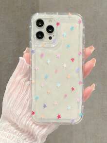 1 pieza Funda de teléfono con diseño de estrella colorido y minimalista, adecuada como regalo festivo compatible con Samsung, compatible con iPhone XS/XS Max/XR/11/12/13/14/14 Plus/15/15 Plus/16/16 Plus/7/8 Plus/17/17 Pro y otros modelos - Multicolor - Ver 2