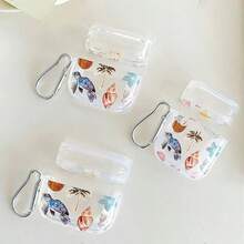 Turtle, Coconut, Shell Earphone Case, Beach Elements Earphone Case, Transparent Earphone Case With 1 Earphone Case Hanger Clip, Compatible With AirPod Case, Headphones, Compatible With AirPod Pro 3 Case, Compatible With AirPod Pro (2nd Generation), Compatible With AirPod 3, Compatible With AirPod Pro, Compatible With AirPod 1/2, Compatible With AirPod 4 Case Cover