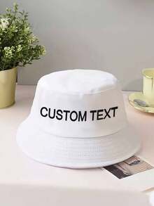 1 pieza Sombrero de cubo personalizable, sombrero de sol con nombre personalizado para actividades al aire libre y viajes a la playa, regalo único para cumpleaños y eventos - Multicolor - Ver 8
