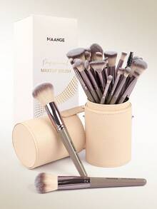 MAANGE 30pcs Professional Makeup Brush Set With Velvet Storage Bag, Soft Bristles, Portable, Including Foundation Brush, Eyeshadow Brush, Blending Brush, Eyebrow Brush, Ideal For Travel Makeup. The Set Contains Various Makeup Brushes, Making It An Ideal Makeup Gift Set. - Champagne - View 5