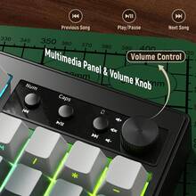 ATTACK SHARK * ZIYOU LANG K100 99键游戏薄膜无线键盘，带媒体旋钮，三模蓝牙/2.4GHz/USB-C，侧印按键，RGB背光复古可爱静音电脑键盘，适用于PC游戏玩家，Monnlit夜光/渐变蓝/黑莓色 - 彩色 - 查看 3