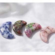 5/10/20 Pcs Natural Stone Decorative Pendant, Dragon Blood, Red Rose, Green, Sapphire Blue, Moon, Uplifting Mood, Healing, Yoga, Spiritual, Natural Style - Variegated - View 4