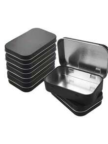 1pc Minimalist Metal Tin Box, Back To School, Pencil Case, Stationery, School Supplies - Black - View 4