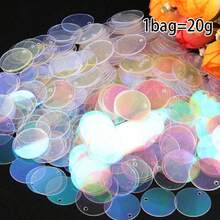 30毫米PVC透明彩色亮片，鱼鳞圆形缝纫配件，小巧装饰吊坠，带侧孔，色彩艳丽，20克/袋，适用于缝纫、婚礼工艺、DIY手工用品、礼品装饰、服装装饰、珠宝配饰、连衣裙亮片 - ab transparent - 查看 5