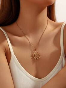 1 件时尚 18K 金不锈钢海洋系列海星吊坠项链，适合男女、情侣、日常、度假、派对、音乐节装饰和礼物 - 金色 - 查看 4