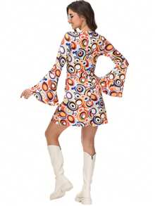 多件套，复古 80 年代迪斯科风格服装，包括女款：连体裤、腰带；男款：衬衫、夹克、裤子（不含假发），男女同款情侣舞台表演角色扮演派对服装万圣节 - 彩色 - 查看 12