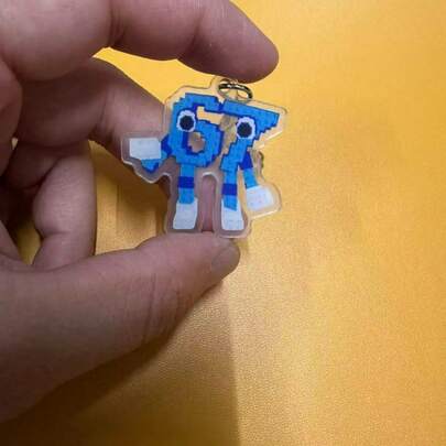 2 llaveros con números divertidos (2 piezas), 1 llavero con 67 dijes, adecuado para bolsos, mochilas, regalo original para vacaciones, ideal para entusiastas del diseño gráfico 2D