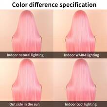 Light Pink Hair Glueless 13x6 HD Lace Synthetic Lace Front Wig 28 Inches Baby Pink Long Straight Wigs For Women Hand Tied Pre Plucked Hairline - 淺粉色 - 查看 9