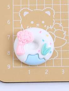 10/30个随机混合迷你彩色亮面马卡龙和甜甜圈手工DIY首饰配件，奶油色树脂工艺材料 - 卡通款 - 查看 5