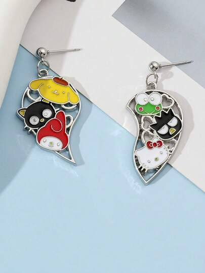  Pendientes de aleación de perro de pudín con melodía de amor de Hello Kitty de la colección Sanrio, pendientes lindos y versátiles