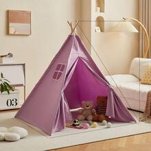 1pc Portable Children's Teepee Tent, Kids Play House, Baby Room Decor, Children's Canvas Teepee Tent, Cone Tent, Kids Mini Beach Tent - Multicolor - View 21