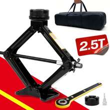 Car Jack 2.5T (2500kg), Universal Scissor Jack, Maximum Height Up To 43cm, Portable Jack Set For Car, SUV, MPV And Other Vehicles - 黑色 - 查看 1