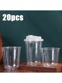 20 Count 16oz Disposable Thickened PET Coffee Cups, Heat-Resistant, Leak-Proof, Flip-To-Drink Design, The Preferred Choice For Coffee Enthusiasts - White - View 4