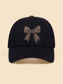 1顶随机复古豹纹蝴蝶结装饰棒球帽/老爹帽，趣味少女风，豹纹蝴蝶结，百搭复古帽，适合日常佩戴、户外运动、露营、钓鱼、跑步、徒步旅行，是情人节送给家人和朋友的理想礼物。 - 彩色 - 查看 7