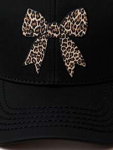 1顶随机复古豹纹蝴蝶结装饰棒球帽/老爹帽，趣味少女风，豹纹蝴蝶结，百搭复古帽，适合日常佩戴、户外运动、露营、钓鱼、跑步、徒步旅行，是情人节送给家人和朋友的理想礼物。 - 彩色 - 查看 8