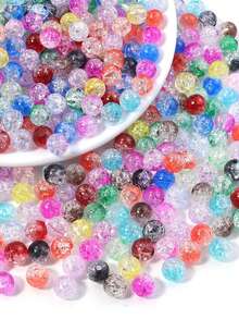 100pcs 10mm Acrylic Ombre Cracked Flower Beads, Suitable For DIY Jewelry, Bracelets, Phone Chains, Necklaces, Loose Beads Materials - Multicolor - View 1