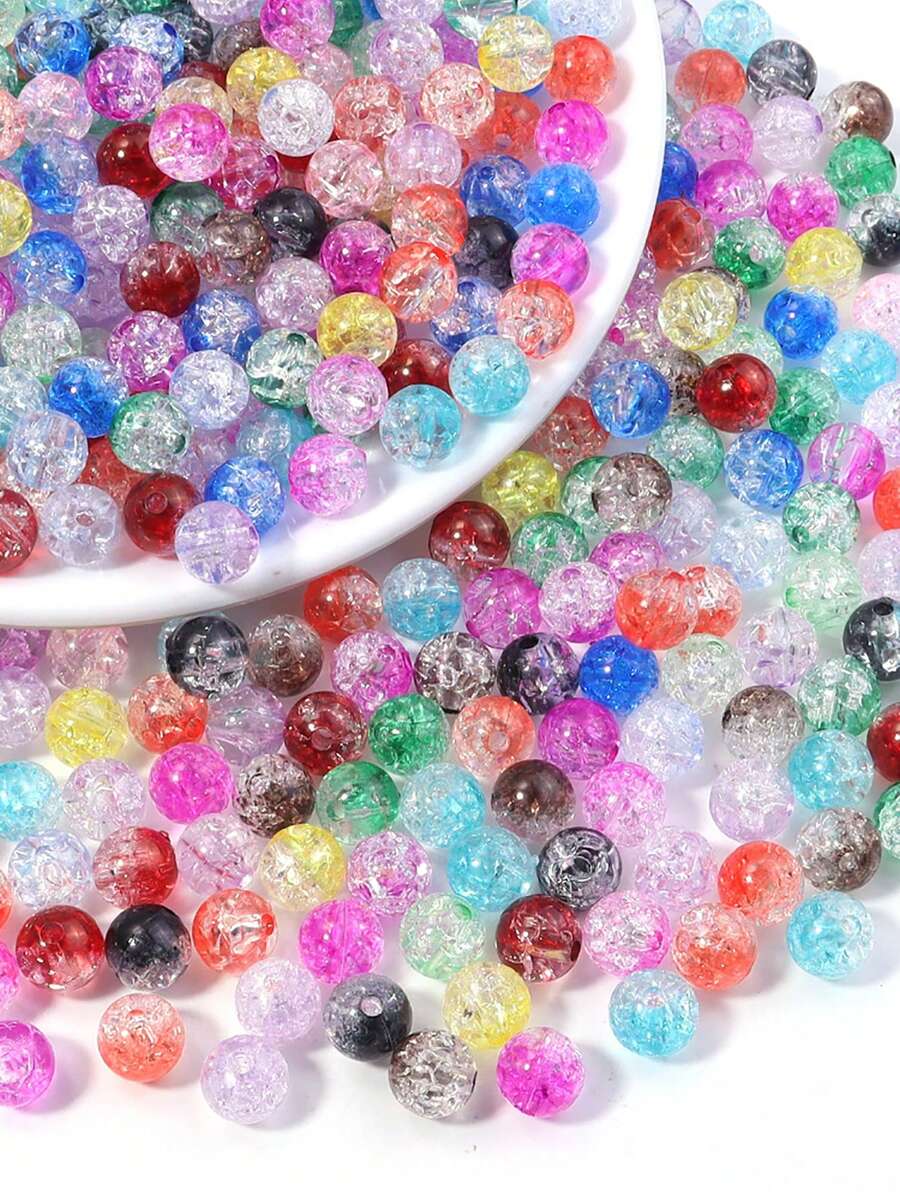 100pcs 10mm Acrylic Ombre Cracked Flower Beads, Suitable For DIY Jewelry, Bracelets, Phone Chains, Necklaces, Loose Beads Materials - Multicolor - View 1