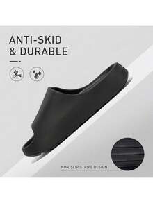 Cloud Slides For Women And Men, Platform Slides Slippers, Non-Slip Quick Drying Soft Lightweight Shower Shoes, Thick Sole Open Toe Slides Sandals For Indoor & Outdoor - đen - Xem 2