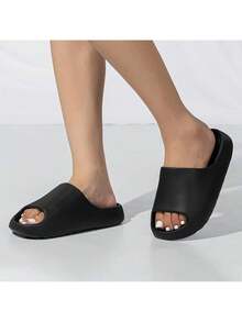 Cloud Slides For Women And Men, Platform Slides Slippers, Non-Slip Quick Drying Soft Lightweight Shower Shoes, Thick Sole Open Toe Slides Sandals For Indoor & Outdoor - đen - Xem 4