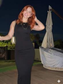 Long Mesh Dress Backless / Backless Party Dress Wedding Events Guest Autumn - màu đen - Xem 2