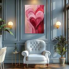 1pc Framed Wall Art, Wrapped Canvas Poster Vintage Prints, Valentine Pink, Heart Shape, Abstract Design, Paint Texture - Abstract, Abstract Art, Creative Interpretation, Smooth Texture Style, Perfect Gift Decor, Wall Art for Living Room Bedroom Office, Hanging Hardware Included - Wrapped Framed Canvas, Vertical - Lienzo enmarcado - Ver 5