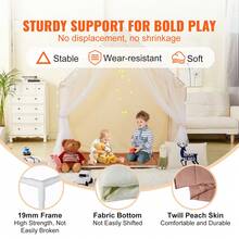 Kids Play Tent Kids Tent For Kids 1-5 Years Old Toddler Tent With Mat And Tent Lamp Tent For Kids With Windows For Indoor And Outdoor Yurt Tent For Boys And Girls Beige Christmas Gift - 米色 - 查看 3