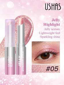 USHAS Eyeshadow Highlighter Stick, 6 Colors Available, Fine Shimmer Highlighter, Jelly Texture, Smooth Application, Long-Lasting, Stick Design For Easy Carry And Use, Suitable For Daily, Festival, Party Makeup - #05 Bụi kim cương sâm panh - Xem 1