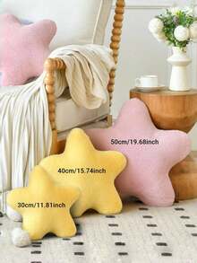 Valentine's Day Decorative Pillow Adorable Star-Shaped Plush Pillow Soft Faux Rabbit Fur Pillow For Sofa, Bedroom, And Living Room Valentine's Day And New Year Home Decor, Valentine's Day Gift For Your Loved One - White - View 4