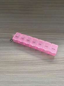 New Portable 7-Day Weekly Pill Organizer Box, 14 Compartments Vitamin Pill Container For Tablets, Medications, Fish Oil - Single Row Pink - View 2