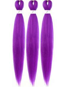 1-6 lọn tóc nối bện sẵn màu tím, dài 18-36 inch, tóc giả móc sợi tổng hợp dùng cho trang phục Halloween, kiểu tóc Kpop, cosplay. - Màu tím - Xem 9