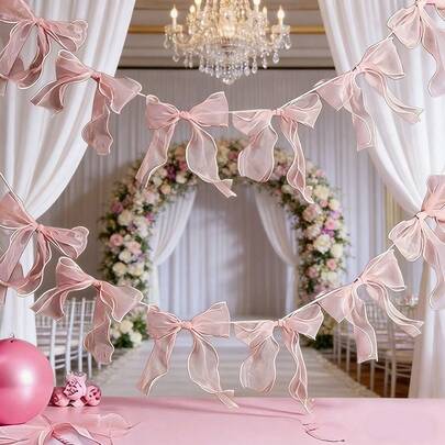 14件套可爱粉色蝴蝶挂饰，生日拍照背景，甜美少女风，橱窗展示，婚礼装饰，带绳子