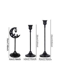 1个复古铁艺烛台，金属装饰，奢华烛台，简约设计，适合家居装饰、浪漫晚餐，星月灯笼造型