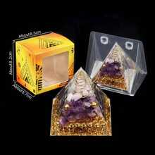 1pc Natural Crystal Ball Pyramid Ornament, Resin Wrapped Crystal Chips Home Decoration, Boxed Lucky Fengshui Desktop Small Ornament - Multicolor - View 17